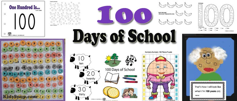 100 days of school activities, games, and printables for kindergarten and preschool