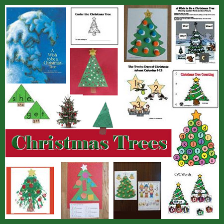 Preschool and kindergarten Christmas trees activities and crafts