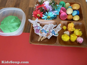 Easter Bunnies small world play area materials