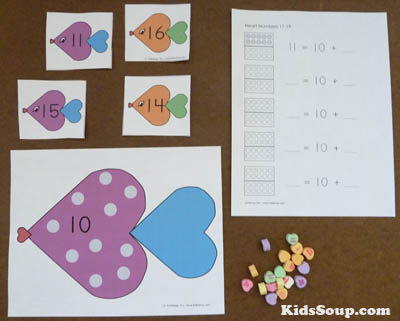 Heart fish numbers 11-20 kindergarten activity