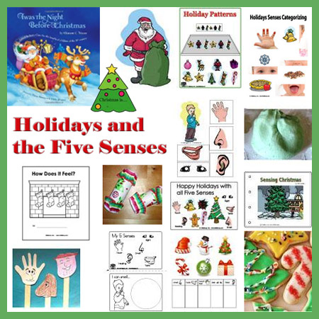 preschool and kindergarten Christmas and the Five Senses theme and activities