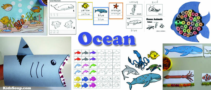 preschool and kindergarten ocean animals activities, crafts, and games