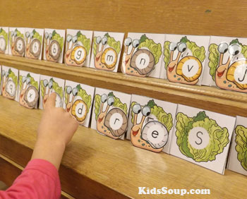 Snail letter of the alphabet preschool matching game and activity