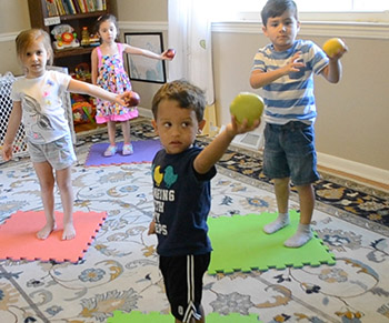 preschool apple movement and gross motor skill activity 