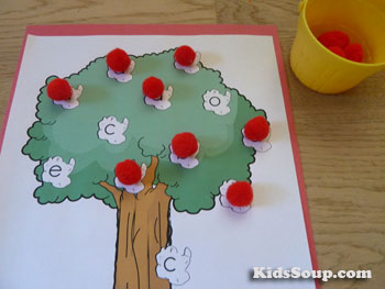 Letter A recognition and visual discrimination activity and game for preschool