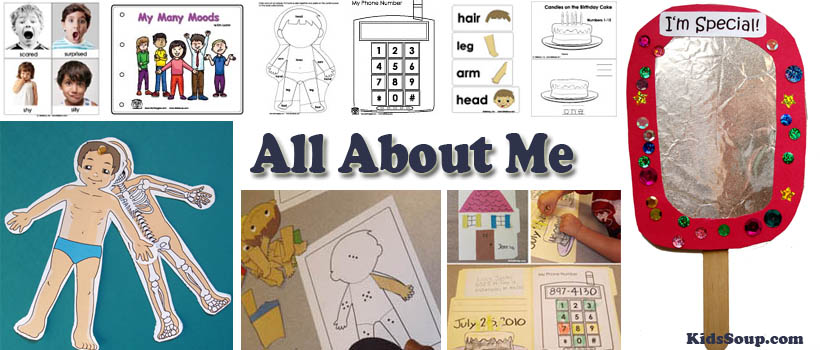 All About Me activities, lessons, crafts and printables for preschool and kindergarten