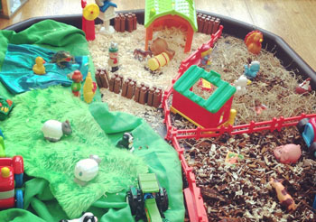 Farm animals small world play area for preschool