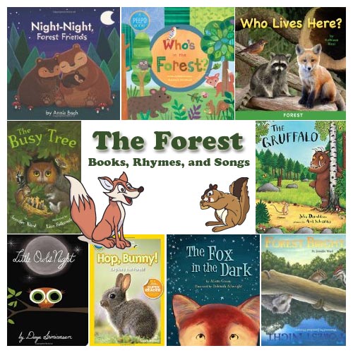 Preschool forest animals books, rhymes, and songs