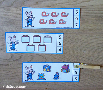 Mouse counting and clip cards activity for preschool and kindergarten Mouse school counting cards activity for preschool and kindergarten