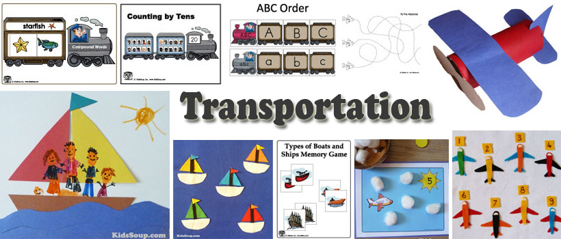 trains, ships, and airplanes activities and crafts for preschool and kindergarten